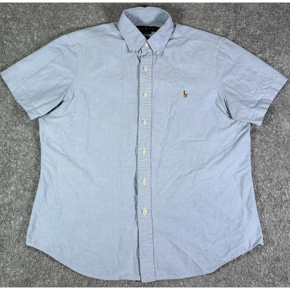 Ralph Lauren Classic Fit Oxford Cotton Shirt Blue SS Button Down Men's Large